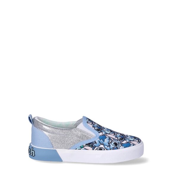 Disney Stitch Girl's Slip-On Twin Gore Sneakers, Size 4, Low-Top, Slip-On, Blue - Picture 2 of 5